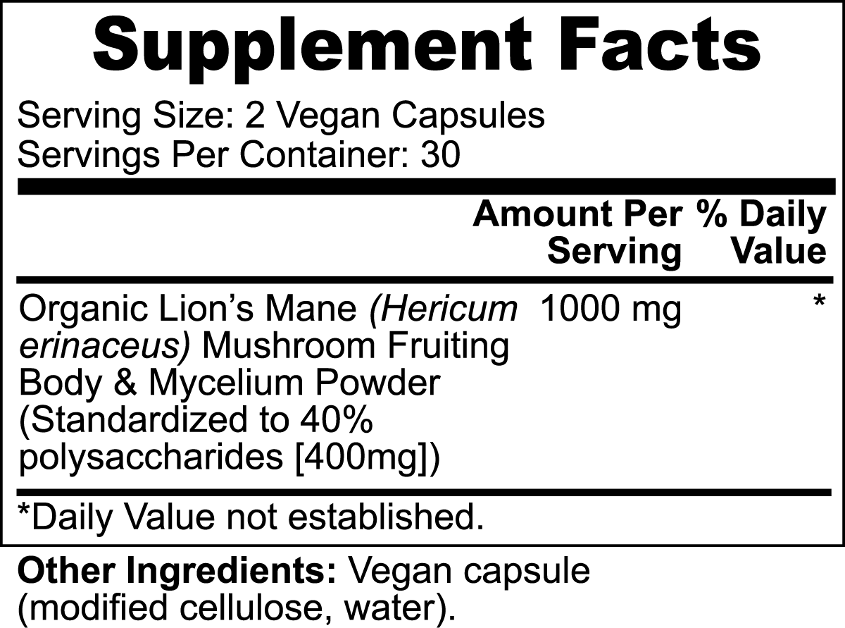 Lions-Mane-Mushroom-euphorianutra-supplement Facts